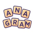 Play calming and clever word jumble games Scrambled word tiles on a soft background