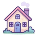 Play cozy home design and renovation games Cartoon of a cute house exterior with fresh paint and flowers