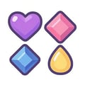 Play colorful and cozy match 3 puzzle games Colorful gem tiles in a match 3 puzzle game