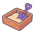 Play creative, open-ended sandbox simulation games Cartoon landscape with houses and trees in sandbox style