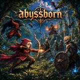Red-hooded archer battling skeletons and monsters in a dark fantasy forest