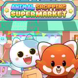 Adorable red panda plays mini-games to shop for treats Cute red panda shopping at a kawaii-style supermarket