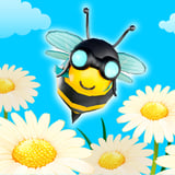 Cute bee flying over a field of daisies in Bee Colony