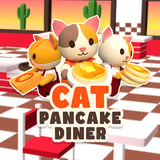 Cute cats running a cozy pancake diner while serving fluffy breakfast stacks to customers