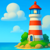 A cozy merge board filled with nautical items, treasure crates, and cheerful cats exploring the ocean