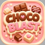 Chocolate-themed block puzzle game with colorful candy pieces on an 8x8 grid