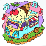 Coloring page of a cute VW bug