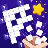 A crossword puzzle game where players drag letters from a box to complete clue-based words and unlock a colourful grid.