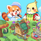 Cute cartoon animals performing on stage in a cozy park management game