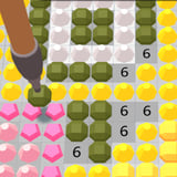 Stamp gems onto numbered patterns in calming 3D 3D gem-by-number artboard with colorful diamond tiles