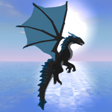 Dark blue water dragon soaring over the ocean