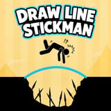 Draw Line Stickman puzzle game with a stick figure crossing a dangerous gap