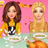 Bake a turkey and design invitations for Thanksgiving dinner! Cute friends hosting Thanksgiving dinner