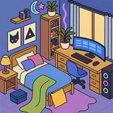 Cute teenager bedroom scene with hidden objects