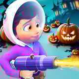 Melt snow, grow heat, build your cozy base Woman in a parka holding a flame thrower