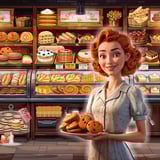 Adult woman baker with freshly baked chocolate chip cookies