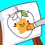Brighten your day with kid-style coloring fun! A strawberry being painted yellow