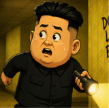 Kim Jong Un running through the eerie yellow Backrooms while searching for an escape