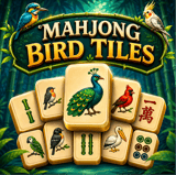 Mahjong Bird Tiles game with colorful bird tiles and layered Mahjong solitaire board
