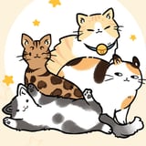 Customize your dream kitty with pastel-perfect charm! A kawaii-style orange tabby cat avatar lounging on a pastel rainbow background
