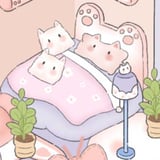 Organize adorable anime homes and foods! Pink kawaii kitty room