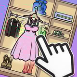 Pink dress in a closet being organized