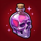Potion bottles lined up on enchanted workshop shelves while mysterious customers wait for magical poison orders