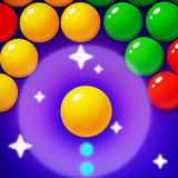 Colorful bubbles floating around a glowing target in a classic bubble shooter game