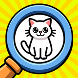 Find hidden cats in whimsical illustrated worlds A cute cat in a looking glass