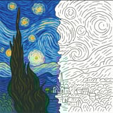 Black and white cat illustration being colored by numbers in a relaxing paint by number game interface