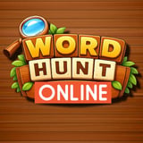 Word: Online Hunt hidden word puzzle game with colorful letter tiles and a magnifying glass