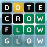 Forest themed word puzzle interface with flying crows, on-screen keyboard, and colored letter tiles showing clues