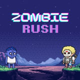 Pixel art survivor battling waves of zombies in a top-down action shooter with upgradeable stats and endless undead hordes.