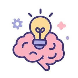 Brain icon with cogs and sparkles