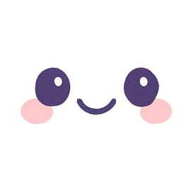 Pastel cartoon cat with big eyes and a bow
