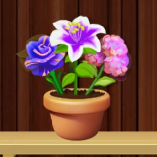 A cozy bouquet sorting puzzle with colorful flowers in pots.