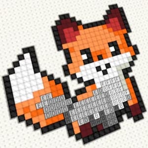 Cute orange fox made of cross stitches