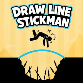 Draw Line Stickman puzzle game with a stick figure crossing a dangerous gap