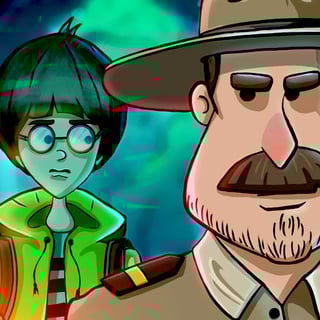 Spooky picture of the sheriff looking for Joe in the forest