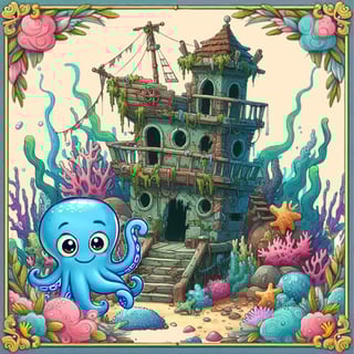 Cute octopus detective in an underwater hidden object adventure