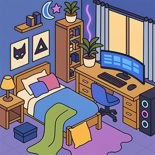 Cute teenager bedroom scene with hidden objects