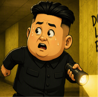Kim Jong Un running through the eerie yellow Backrooms while searching for an escape