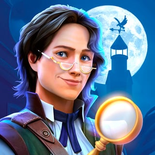 Handsome detective in front of a castle