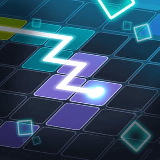 Glowing lines weaving through a geometric puzzle maze