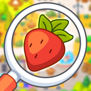 Hidden object game scene with animals, presents, and colorful maps waiting to be searched