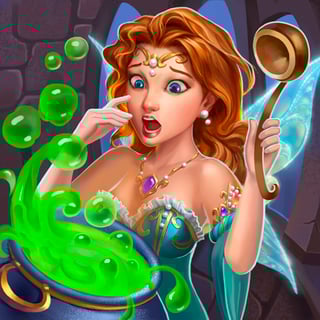 Enchanted Solitaire Adventure with Fairy-Powered Perks Redhead fairy making a magic potion