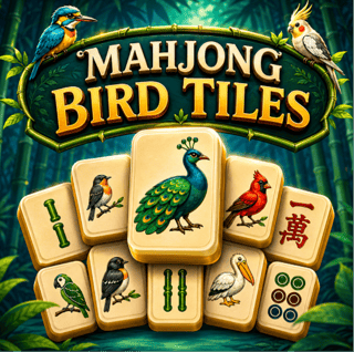 Mahjong Bird Tiles game with colorful bird tiles and layered Mahjong solitaire board