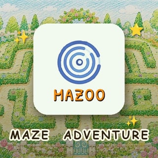 Colorful hand-drawn maze with a cheerful character exploring a garden labyrinth.