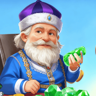 A regal king holding many precious jade stones