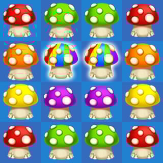Grid of colorful mushrooms ready to be matched
